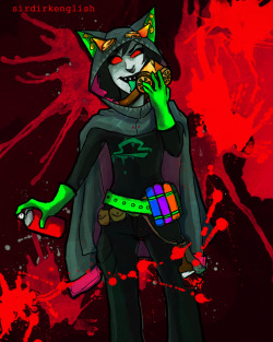 sirdirkenglish:  I was asked on Facebook to draw Terezi wearing Jen’s outfit from the webcomic Fisheye Placebo. I have never read Fisheye Placebo, but the art looks wonderful, and the character designs look rad. :)  