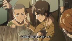 jujunghe:  i glanced at this picture and thought eren was gently caressing connie’s cheek  oh eren senpai 