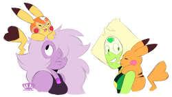 stream doodles, if Amethyst and Peridot played Pokken irl they’d be a tag team and have gf Pikachu