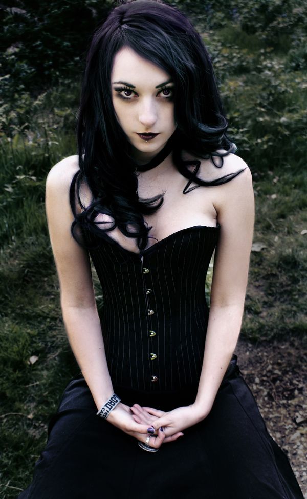 Beautiful goth girl with black hair