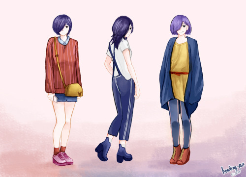 Kirishima Touka → hairstyle changes through time + fashion