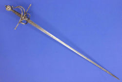 art-of-swords:  Swept Hilted Rapier Maker: Louis Martine de Moreno Dated: 16th century Culture: Spanish Measurements: overall length 125 cm On the blade of the sword there’s a crowned &ldquo;N.R.&rdquo; and a crowned “OT” for Toledo stamped, and