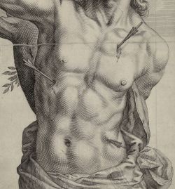 St. Sebastians Martyr (detail) by Jacob Matham, c. 1620-1630.