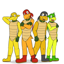 The Koopa Bros. from Paper MarioI’m playin’ the game again and wanted to draw these guys.  Also gave them a alternate costume cause that’s just the way I roll.
