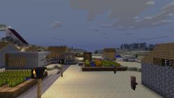 This is my xbox minecraft village! You can see the stairs that lead to my train tracks on the left there. Just posting this because I love it when the desert gets all cloudy.