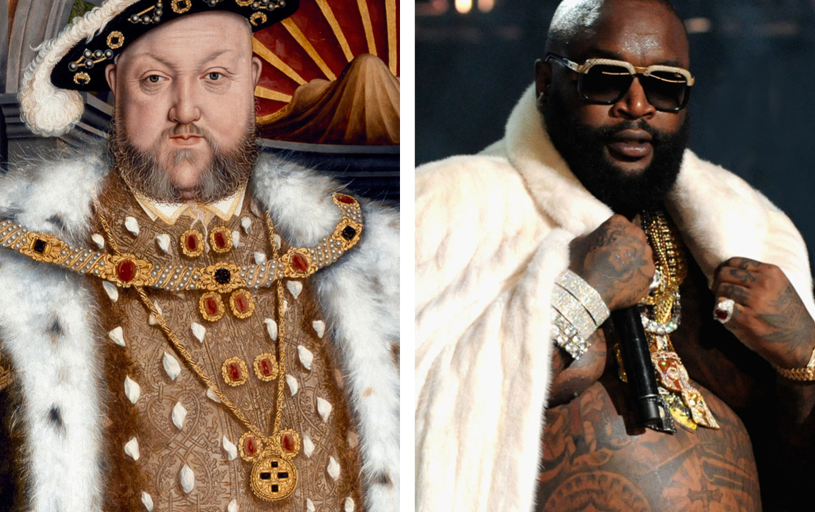  Henry VIII by the studio of Hans Holbein the Younger, 1540-1550 / Right: Rick Ross