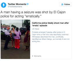 the-movemnt:  El Cajon police kill 30-year-old black man Alfred Olango Police in El Cajon, California, fatally shot 30-year-old black man Alfred Olango who some witnesses said was unarmed, had mental disabilities, and had his hands up in the air, NBC