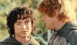 frodo-sam:  His love for Frodo rose above all other thoughts, and forgetting his peril he cried aloud: ‘I’m coming, Mr. Frodo!’ He ran forward to the climbing path, and over it. At once the road lurned left and plunged steeply down. Sam had crossed