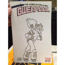 jayfosgitt:A sketch cover commission for a more curvaceous Gwenpool with a Twilight Sparkle plushy–drawn at @emeraldcitycomicon ! Find me today at artist alley table E16 for your own commission! #jayfosgitt #eccc #eccc2017 #emeraldcitycomicon #gwenpool