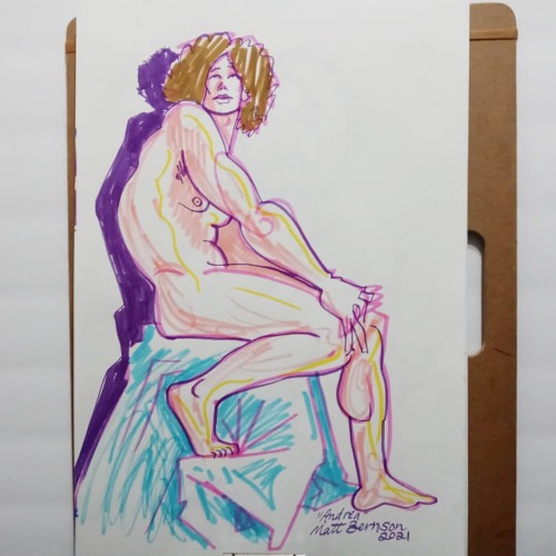 Zoom life drawing  1s to 20s  Check out SilhouetteAndShadow.org if you&rsquo;re interested in some Zoom life drawing.   Thanks @silhouette_and_shadow For hosting  Thanks Andrea @Andrea.morani_lifemodel For modeling  Markers 12&quot;x18&quot; paper . .