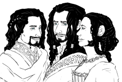 ladynorthstar:  Frerin, Thorin and Dis, the sons of Erebor. I just wanted to draw the three children of Thràin all together! I have the headcanon Frerin was the cheerful one, basically the gentle soul of the three, despite being a skilled fighter as