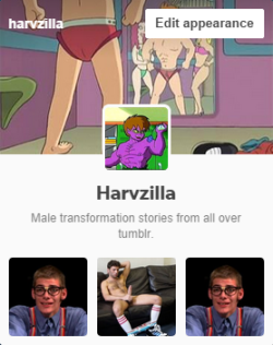 Harvzilla- Male Transformation Blog. Just a place I can reblog all the male transformation stuff I come across. And to start with a place to re-gather all the hootie-who stuff that was lost with the blogs sudden deletion.