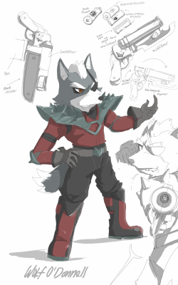 lylat-legacy:  STAR FOX - Lylat Legacy Conceptual Sketch [010]  Wolf O’Donnell - Original Outfit Design &amp; Blaster Preliminary Illustration by Layeyes Follow for more like this and news  regarding the upcoming webcomic! 