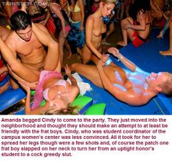 Cindy’s first frat party  (See more at www.brainstobimbos.tumblr.com)(Tip Your Pornographer ;) )   