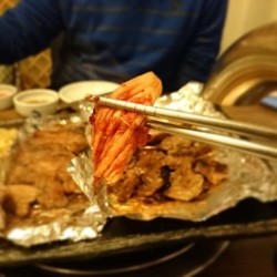 Grilled #Kimchi&hellip; And I am liking it!!! #korea #barbeque #spicy  (at 명동 스키니 에스테틱)