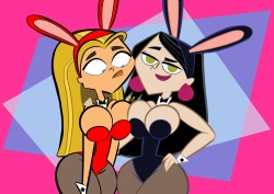 grimphantom:codykins123:Easter: When 2 Bunnies Collide by Codykins123 Here’s yet another Easter drawing that features Lindsay from TD and Habbo Hotel chick trying look sexy for the camera(s), but…well, you can see why XD.Enjoy!  Boob colliding lol