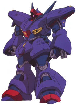 the-three-seconds-warning:  AMX-009 Dreissen  The AMX-009 Dreissen is a mass-produced general purpose mobile suit and a distant descendant of Zeon’s MS-09 Dom.  Although larger than the Dom and Rick Dom II, the new alloys used in its construction make