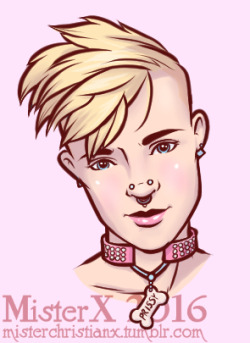 misterchristianx:  I was chatting with @cute-kinky-boy yesterday about hairstyles he wanted to experiment with and decided to see what they’d look like. Then came the piercings and the collar, because I’m incapable of not drawing piercings for some