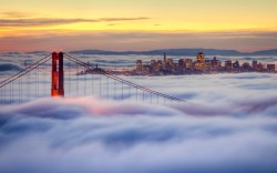 Blurring the lines (fog engulfs the Golden Gate Bridge in San Francisco – by Mark Brodkin)