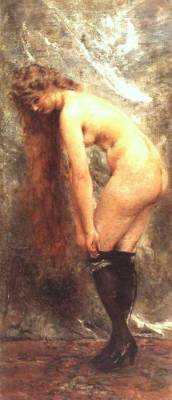 lestiquetteparfois:  Femme nue en bas noirs, Constantin Makovski, 1900 