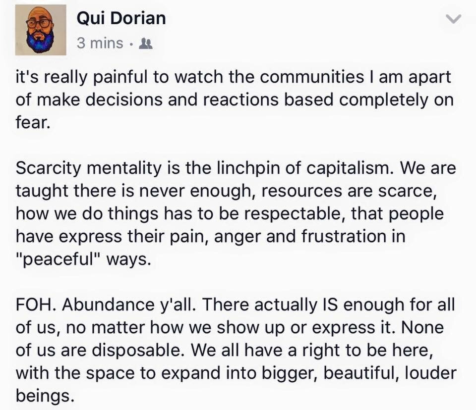 facebook status of the day from fellow varòn qui dorian of phildelphia.