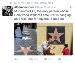biwitched:  photosbyjaye:  Muhammad Ali requested that his star not to be put on the sidewalk, because he didn’t want people to walk on him. They honored his request.   actually, Muhammad Ali said:   “I bear the name of our Beloved Prophet Mohammad