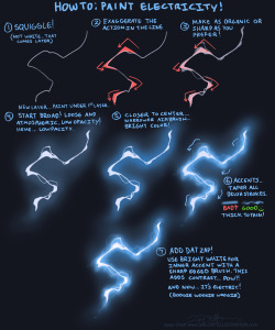isaacorloff:  I made this tutorial for a co worker today, so I figured i might share it with the internet in hopes it helps any one that might struggle with painting electricity. This is the method I use, it may not be scientifically accurate but I am