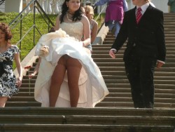 excitingpantyhoseupskirts:  everyone always looks at the bride, especially if she shows her panties and control top pantyhose