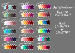 askthestargazers:  /I saw some friends doing palette challenges during the week, so I decided to start my own for fun. Inbox is open temporarily for this! (Only HS/ATSG characters please. &lt;3)