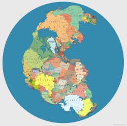 the-star-stuff:  Here’s what Pangea looks like mapped with modern political borders