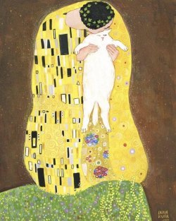 catsbeaversandducks: The Kiss, by Gustav Klimt: Cat Version Illustration by Inna Ruda 