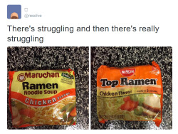 babsberri-universe:  biohazerd: eccentric-nae:  perkachow:  laracroftsspouse:  You know NOTHING of struggle  At that point just eat fuckin ice for dinner.   I personally like top ramen better   Top ramen is my shit tho   Maruchan = 😷Top Ramen = 😋