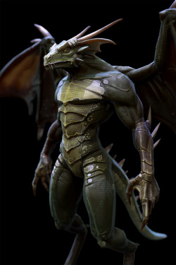 quarkmaster:  Lizard Man by Jarred Everson   This sculpture’s far too deliciously good for me to ignore, I really have to start getting back to my Zbrush to make 3D stuff