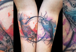 fuckyeahtattoos:  Forearms tattoo done by Santa Perpetua at Black Sails tattoo (Brighton, UK) facebook: Santa Perpetua graphic art instagram: santa_perpetua 