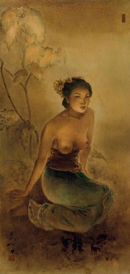   Wanita Bali (Balinese Woman), by Lee Man Fong, via MutualArt.   