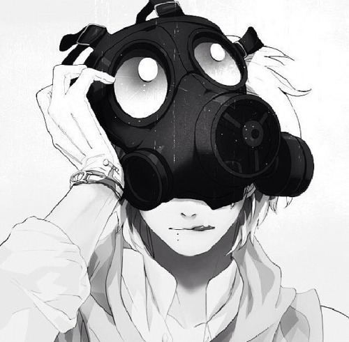 anime guy gas mask | Tumblr