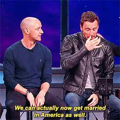 endingthemes:  James McAvoy and Michael Fassbender after being shown a Charles and Erik fanvideo.