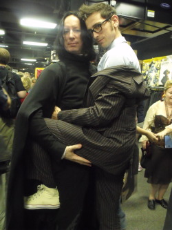 bandgeeklikeme:  So I went to Dragon*Con a few weeks ago and found a great Snape and Ten cosplaying near each other. It was in the busy section of the vendor fair so I just asked for a picture of them together and ten just said “on a scale of 1-11 how