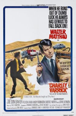 moviepostersgalore:  Charley Varrick (1973) A man, his wife, and their friend, stage a bloody bank robbery, unaware they are stealing money from the Mob.   Director:  Don Siegel  Writers:  John Reese (novel), Howard Rodman (screenplay),1 more credit »