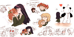 lots and lots of doodles of soeurs♥♥♥ (and fucking yumi kinda ruined the big left doodle so just ignore that one)