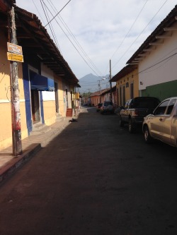 While walking through the city of Granada there are many areas where the volcanos can be seen on the streets.
