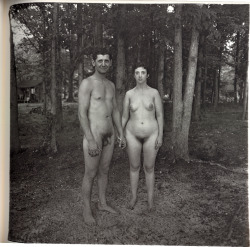 lightsome:  Diane Arbus, A Husband and Wife in the Woods at a Nudist Camp NJ, 1963. 