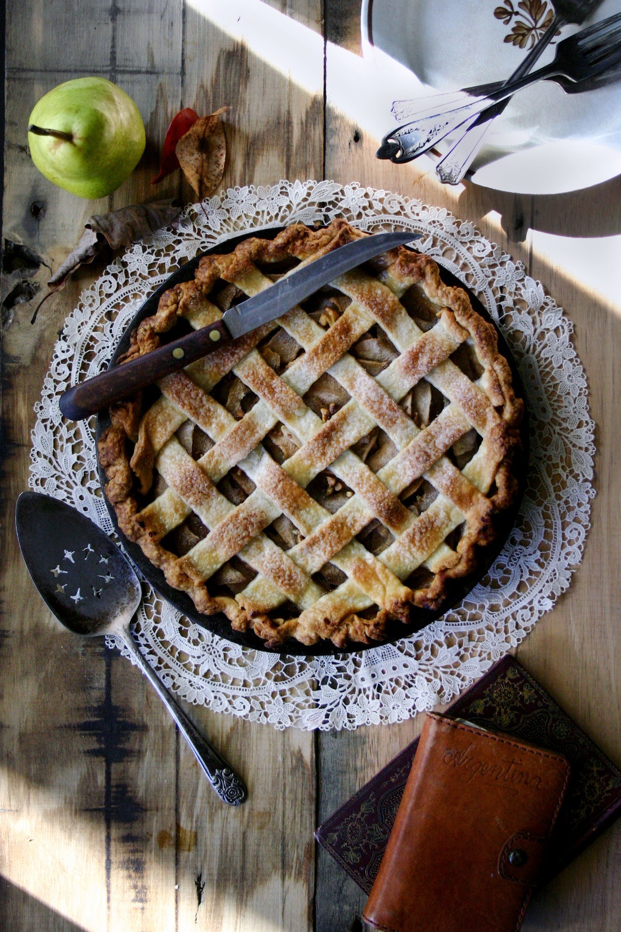 pear, gorgonzola, and walnut pie by Beth Kirby