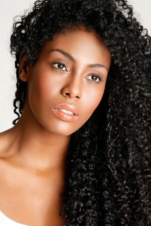 Girl with curly natural black hair