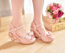 lanas-daddydom:  world-of-asian-style:    Japanese sweet bowknot wedge sandals  Get 10% off with code “world-of-asian-style&quot; !  leatherlacelana