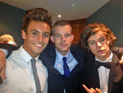 stharrys:  Harry with Tom Daley and Russell Tovey on 15th September 2012 (x) 