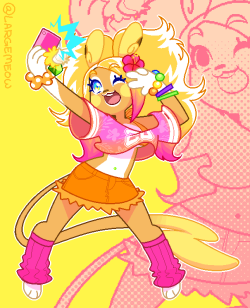 genkitty:  a while back i drew an alolan raichu girl but i never really liked her so i made a whole new one. her name is Nijimi and she likes ganguro fashion!! 