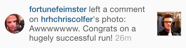 Chris Colfer Instagram - Page 5 Tumblr_njlrx6ZdTH1qehcjdo1_1280
