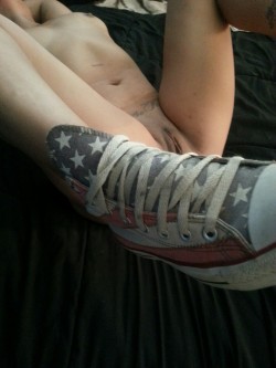lolitadaydreaming:  Fan Appreciation -  By request. Naked in Chucks. Merica