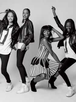 naomihitme:  Malaika Firth, Alewya Demmisse, Naomi, and Riley Montana photographed by Bruce Weber, Vogue UK September 2014